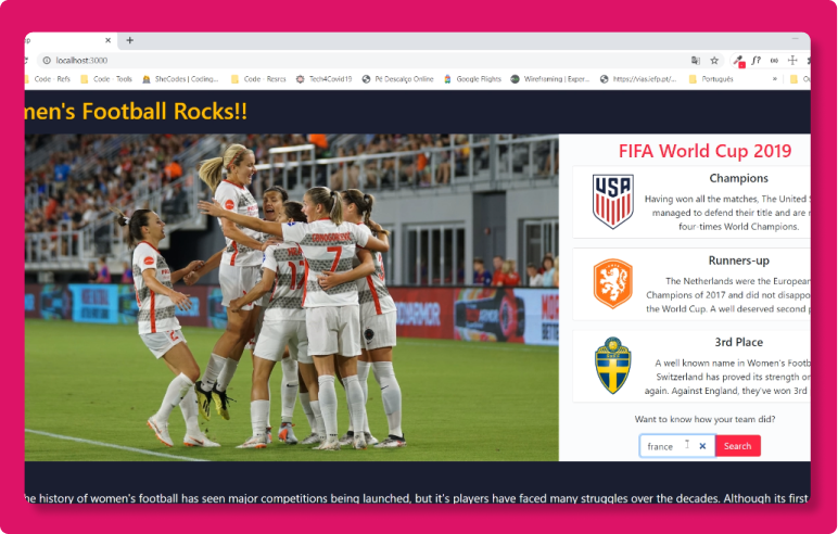 Women's football website preview